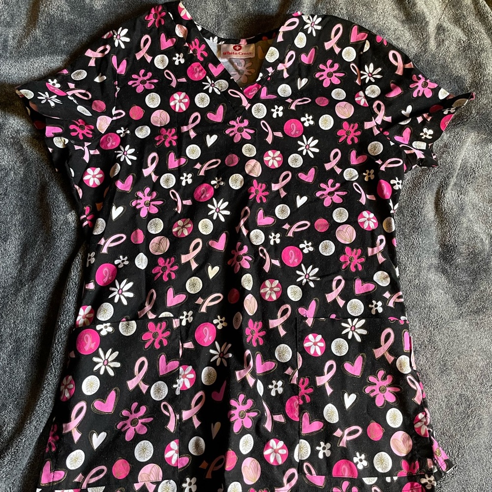 Breast cancer awareness scrub top